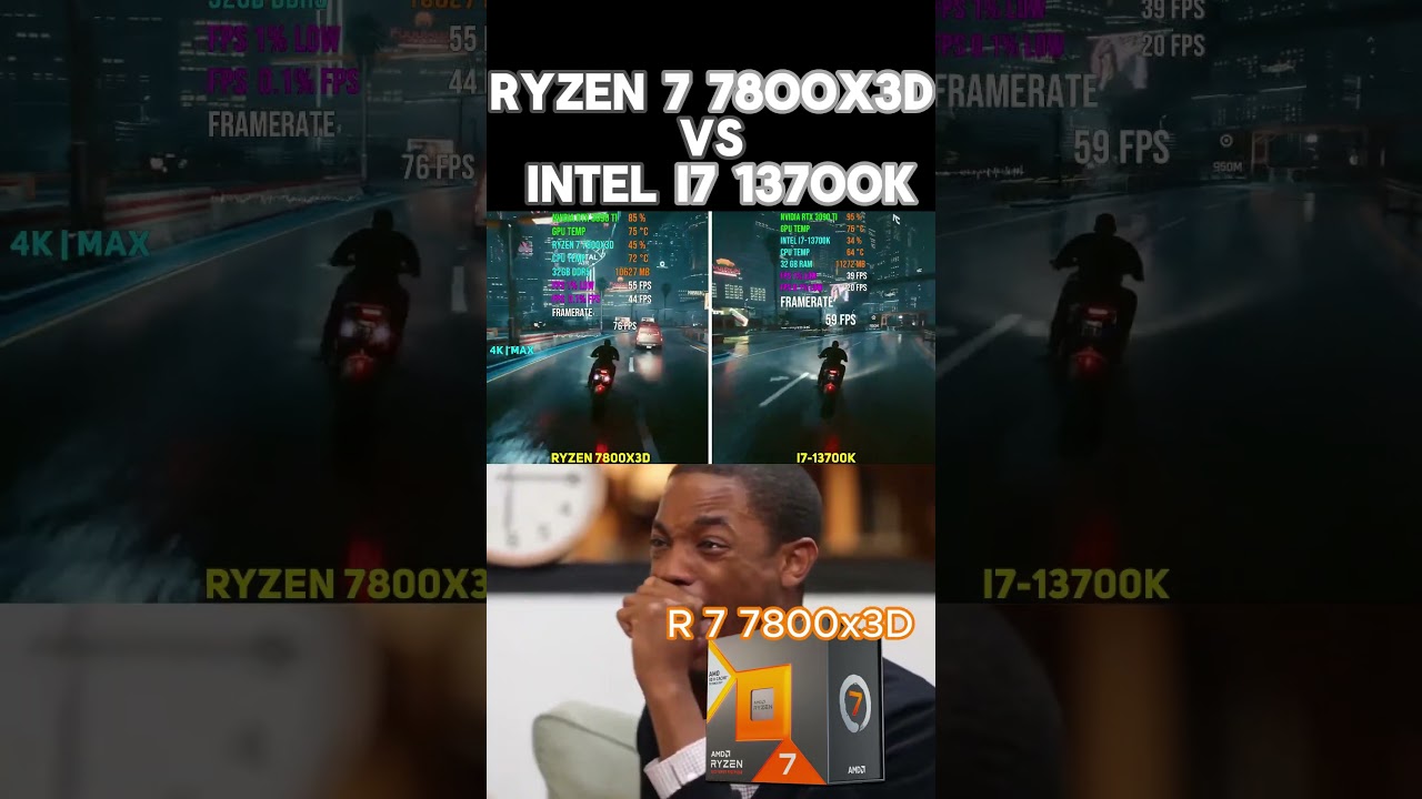 Ryzen 7 7800x3D vs Intel i7 13700K #pc #pcgaming #comparison #cpu #amd #gaming #pcbuilding
